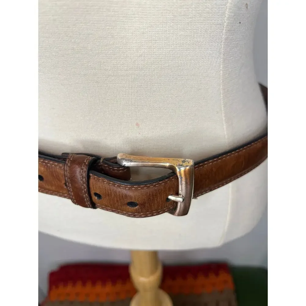 Mens Dockers Minimalist Preppy Classic Brown Leather Belt